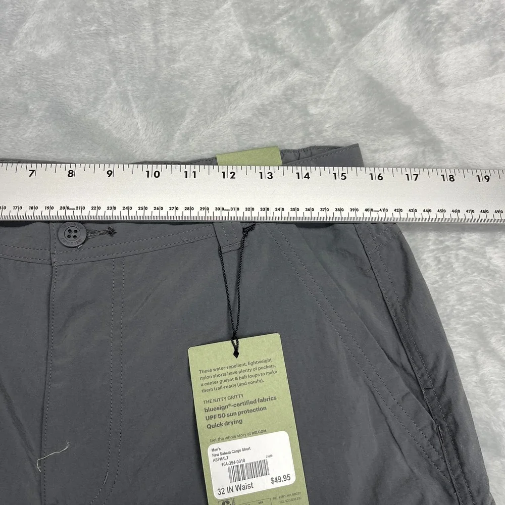 REI Co-op Shorts Mens 32 Asphalt Gray Sahara Cargo Pockets Relaxed Fit UPF 50